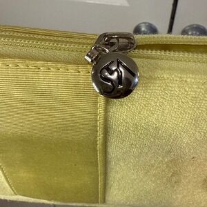 🤯4/$15 Saks Fifth Avenue Makeup Bag Yellow Terry Cloth Zip Pouch Cosmetic‎
